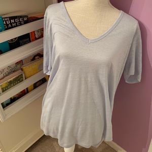 Light Blue woven Banana Republic V-Neck Top | XL